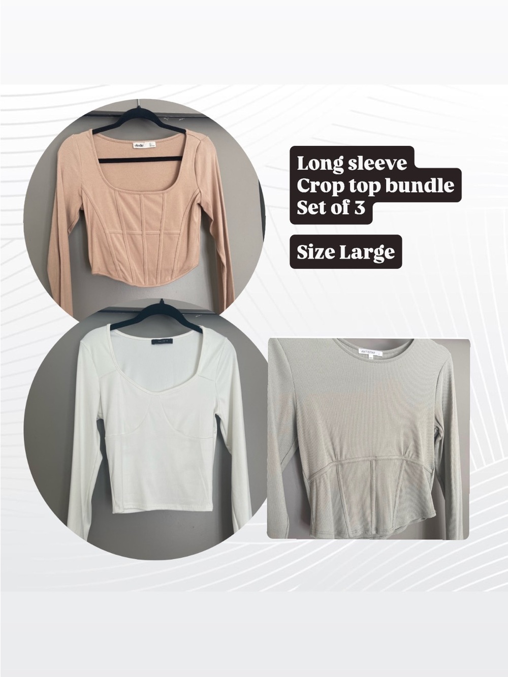 Long Sleeve Crop Top Bundle Size Large EUC